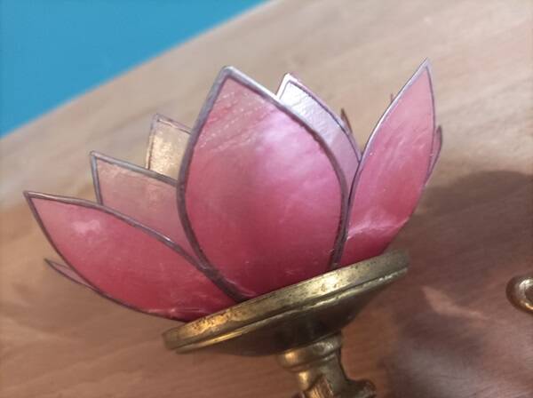 Wall lamp Lotus flower petal mother-of-pearl bronze base