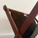 Support stand for mid-century teak and suede magazines and newspapers, 1960, Germany.