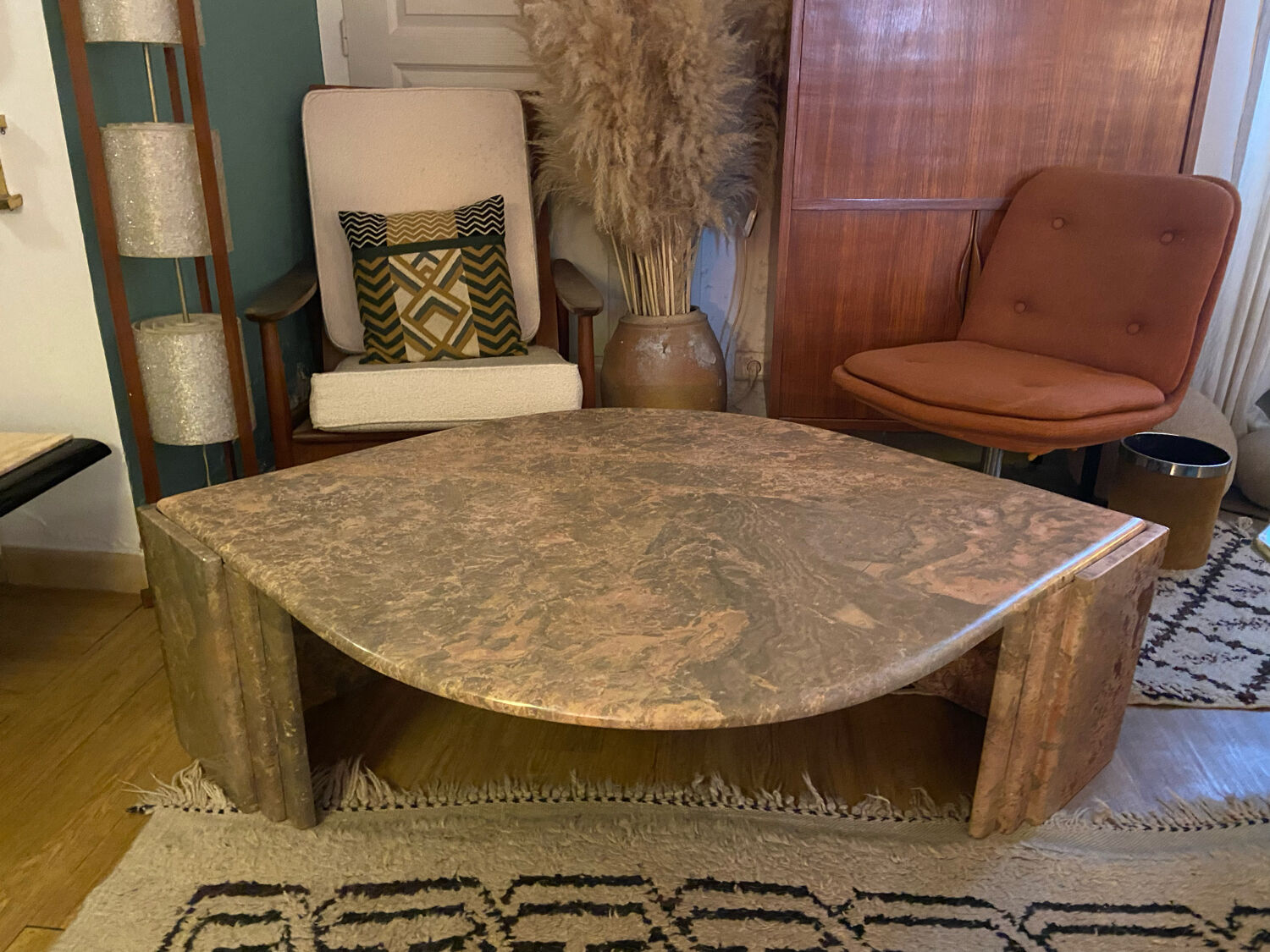 Vintage pink marble eye coffee table