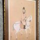 China circa 1900: Oil painting on silk "The Horseman"