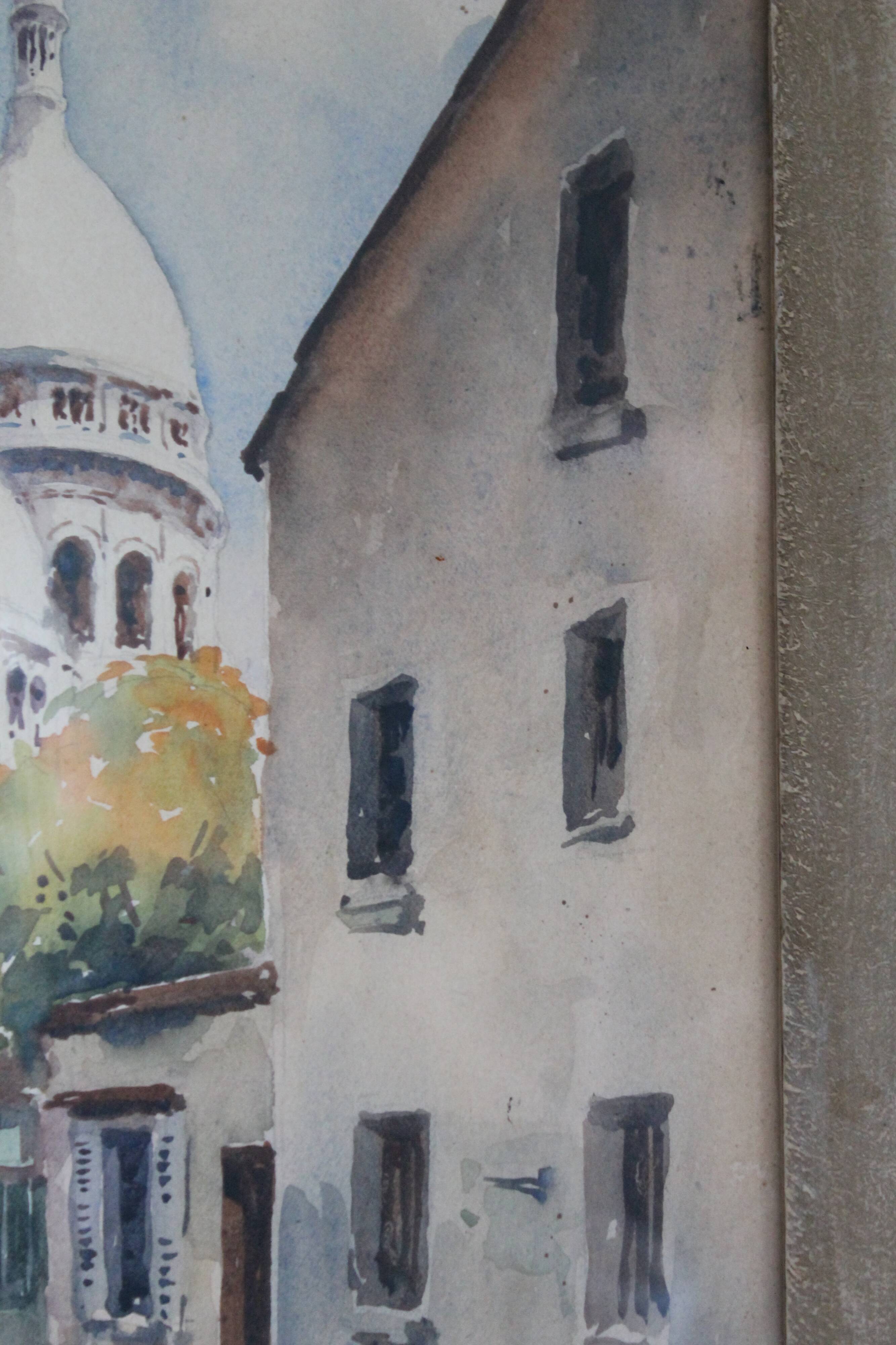 Watercolour "The Sacré-Cœur from Montmartre" by Henri Alexis Schaeffer 1942
