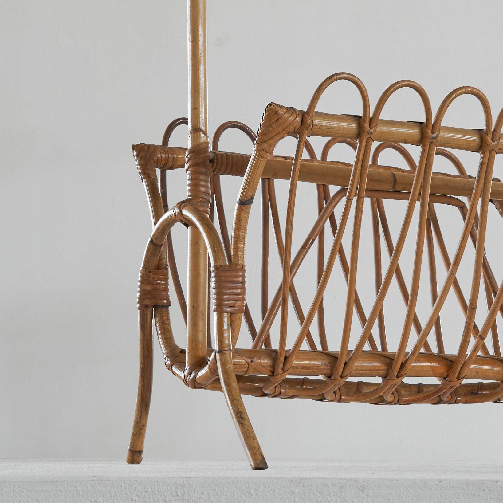 Bamboo magazine rack in mid-century 1960 style