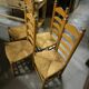 Set of 4 low straw-seated chairs circa 1940