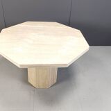 Octogonal italian travertine dining table 1970s