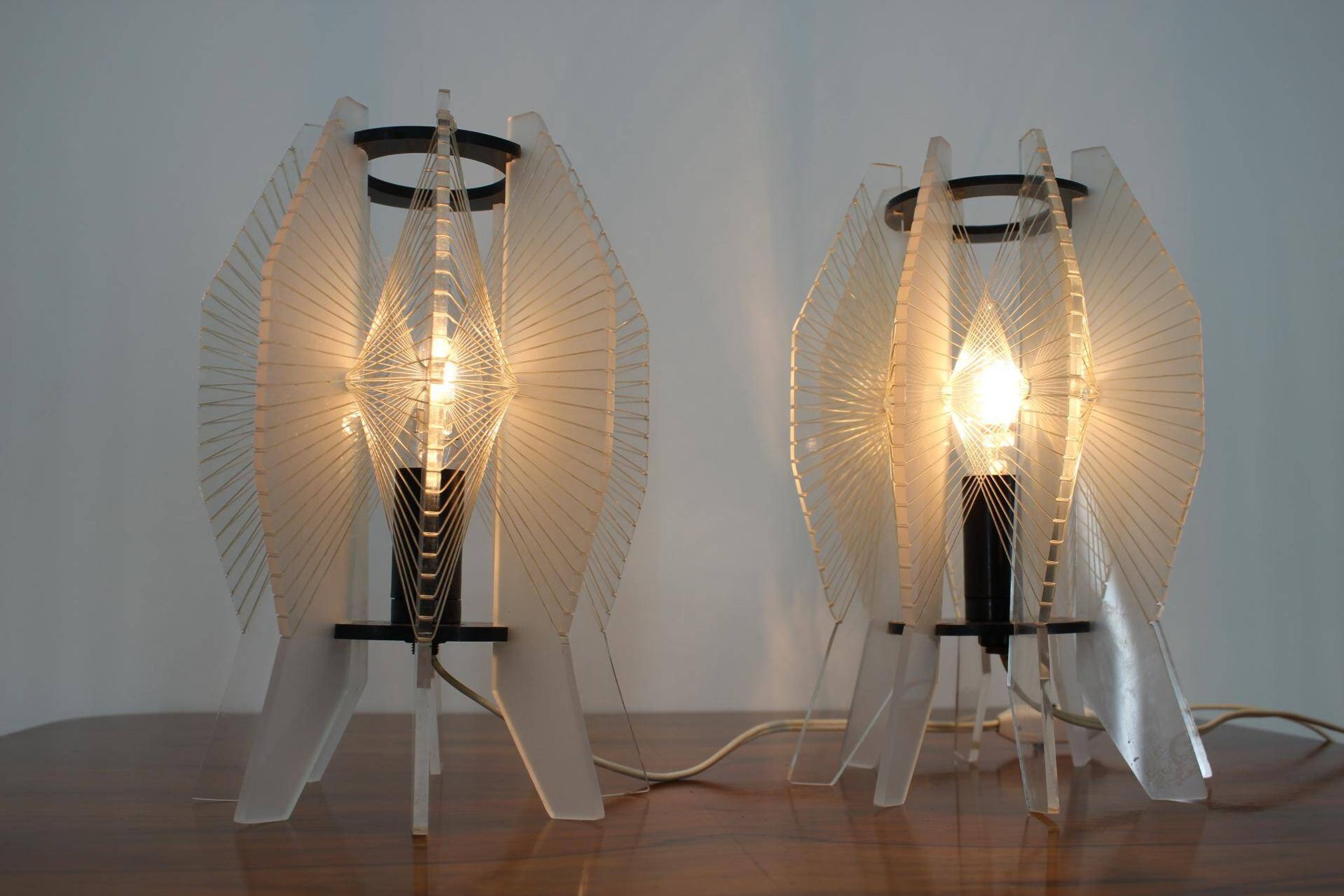 Pair of Space Age Plexiglass Table Lamps, 1970s