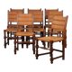 Ensemble de 8 chaises paillées en bois massif, 1940