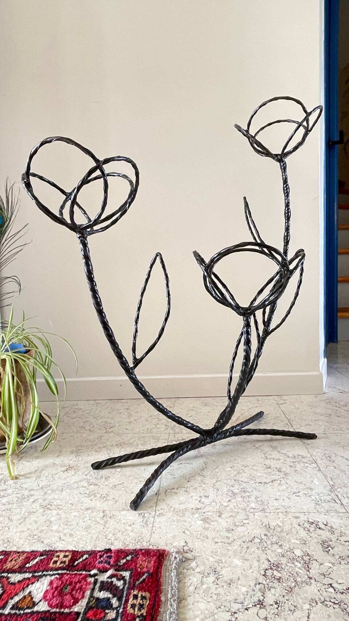 Vintage curved steel plant shelf