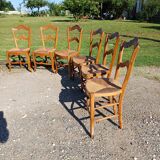 6 Old Straw Chairs in Fruit Tree