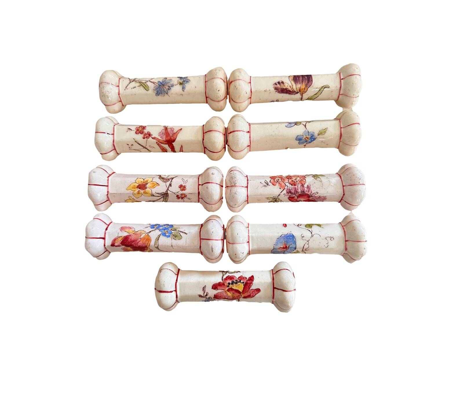 Series of 9 longchamp earthenware knife holders floral decor