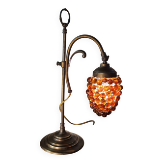 lampe art nouveau ancienne abat jour verre de murano 43x26