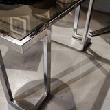 Vintage glass and chrome coffee table 1970
