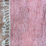 Handmade Berber wool rug, green and pink, 150/250cm