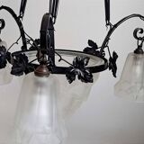 Degué 4-light Art Deco chandelier Width 62 cm Height 93 cm