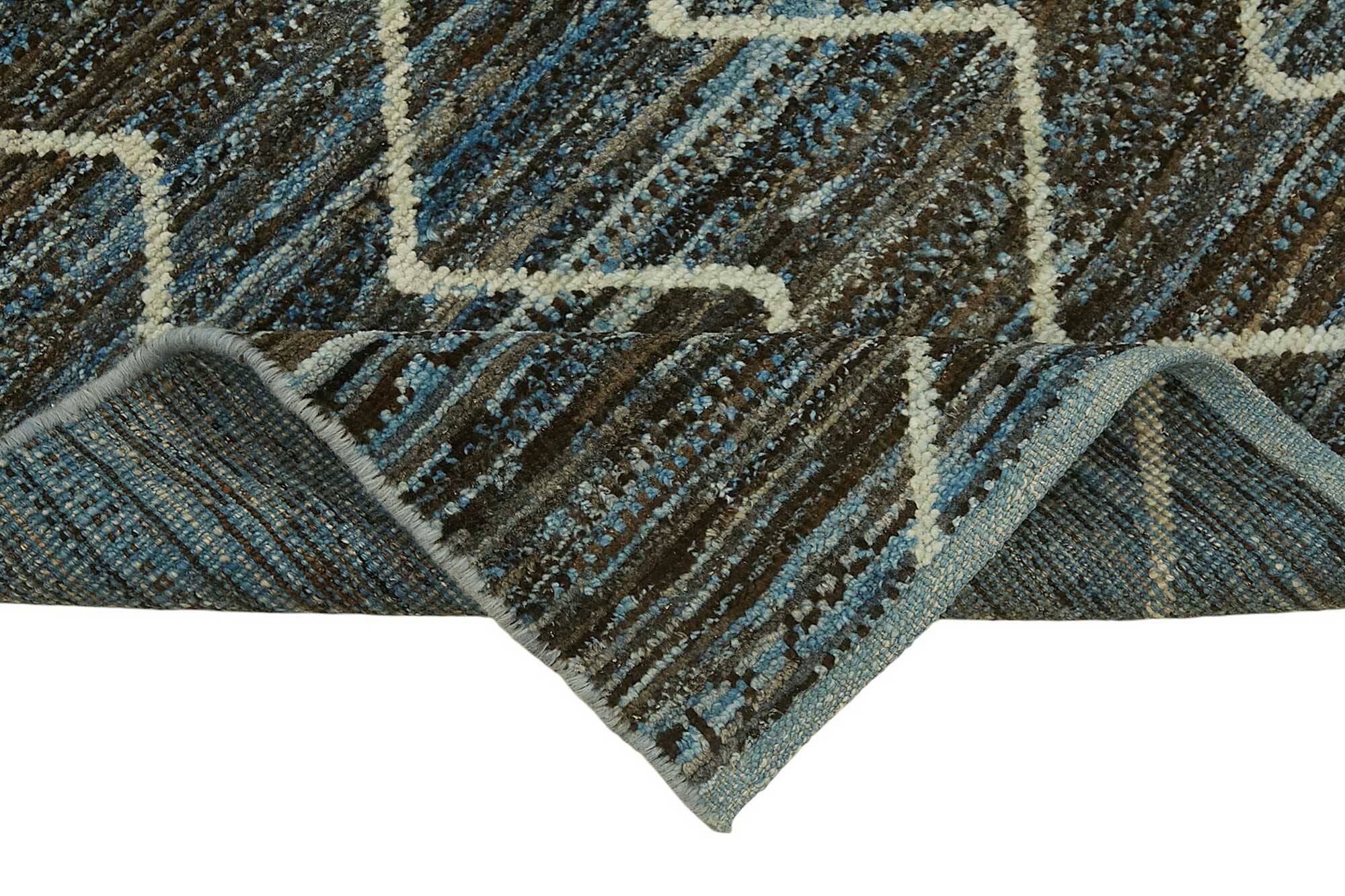 Handwoven Tribal One of a Kind 86 cm x 297 cm Blue Wool Runner Carpet
