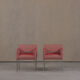 2 fauteuils Ligne Roset en tissu rose, France années 2000