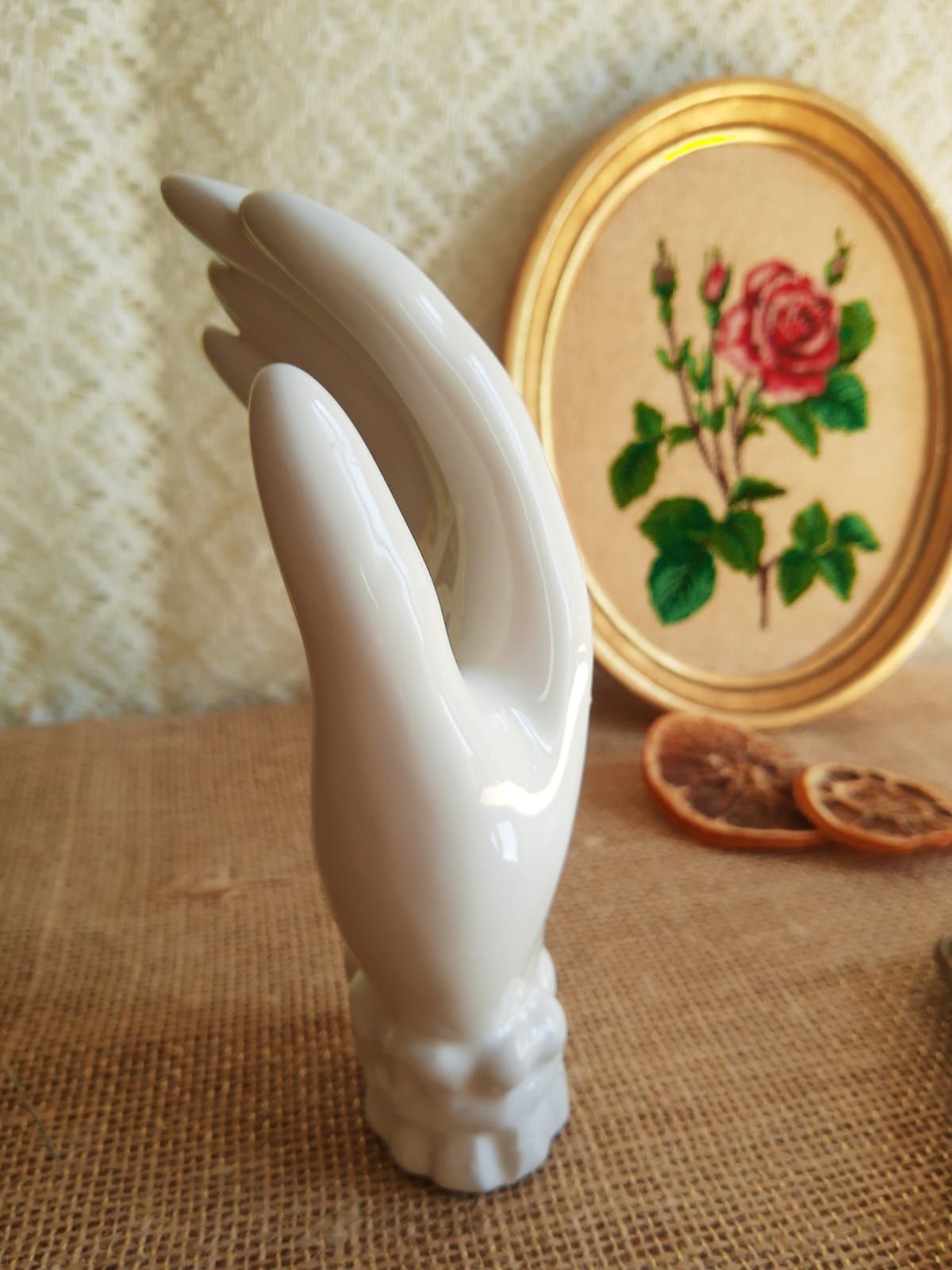 Vide poche main en céramique blanche - vintage