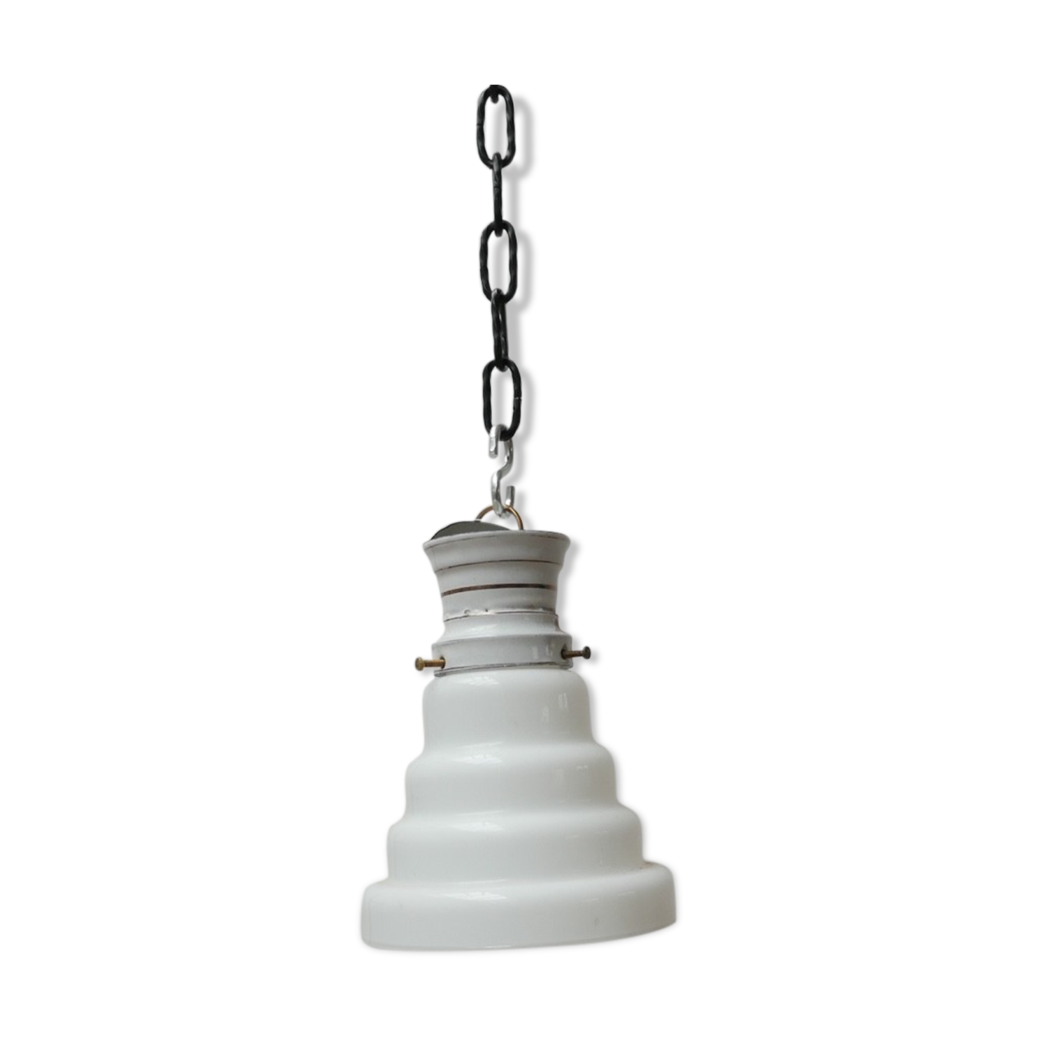 Antique stepped opaline glass pendant light