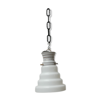 Antique stepped opaline glass pendant light