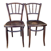 Paire de chaises bistrot Thonet  décor fleurs , art nouveau