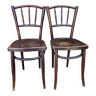 Pair of Thonet bistro chairs with flower decor, art nouveau