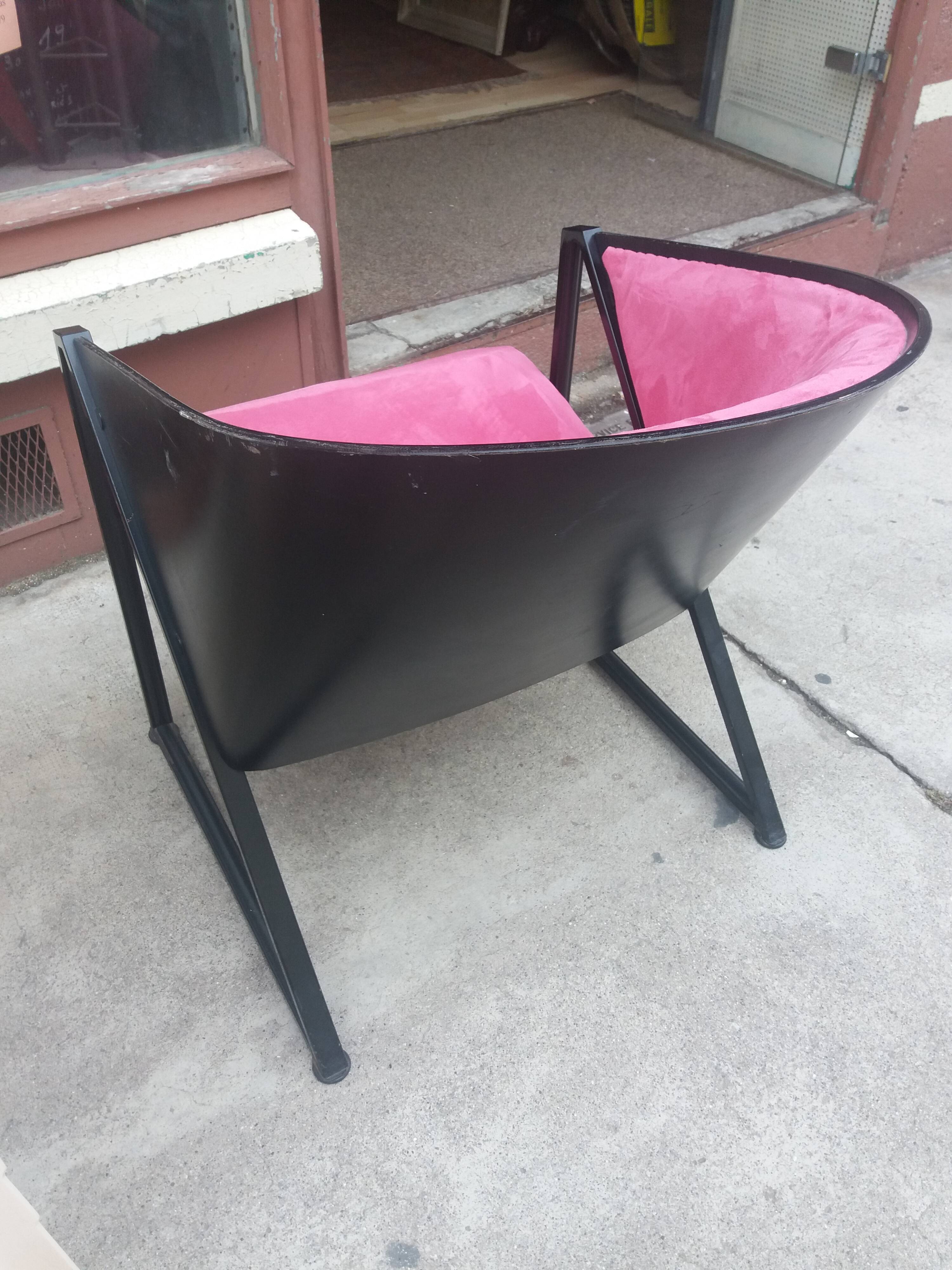 Fauteuil en acier et coque bois post formée vers 1980