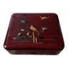 small box/jewelry box in burgundy lacquered wood decorated with birds.China, Japan?