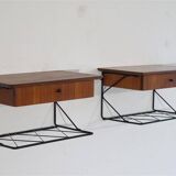 Pair of hanging teak bedside tables, 1960s
