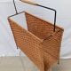 Rattan magazine rack with metal frame from the 50s