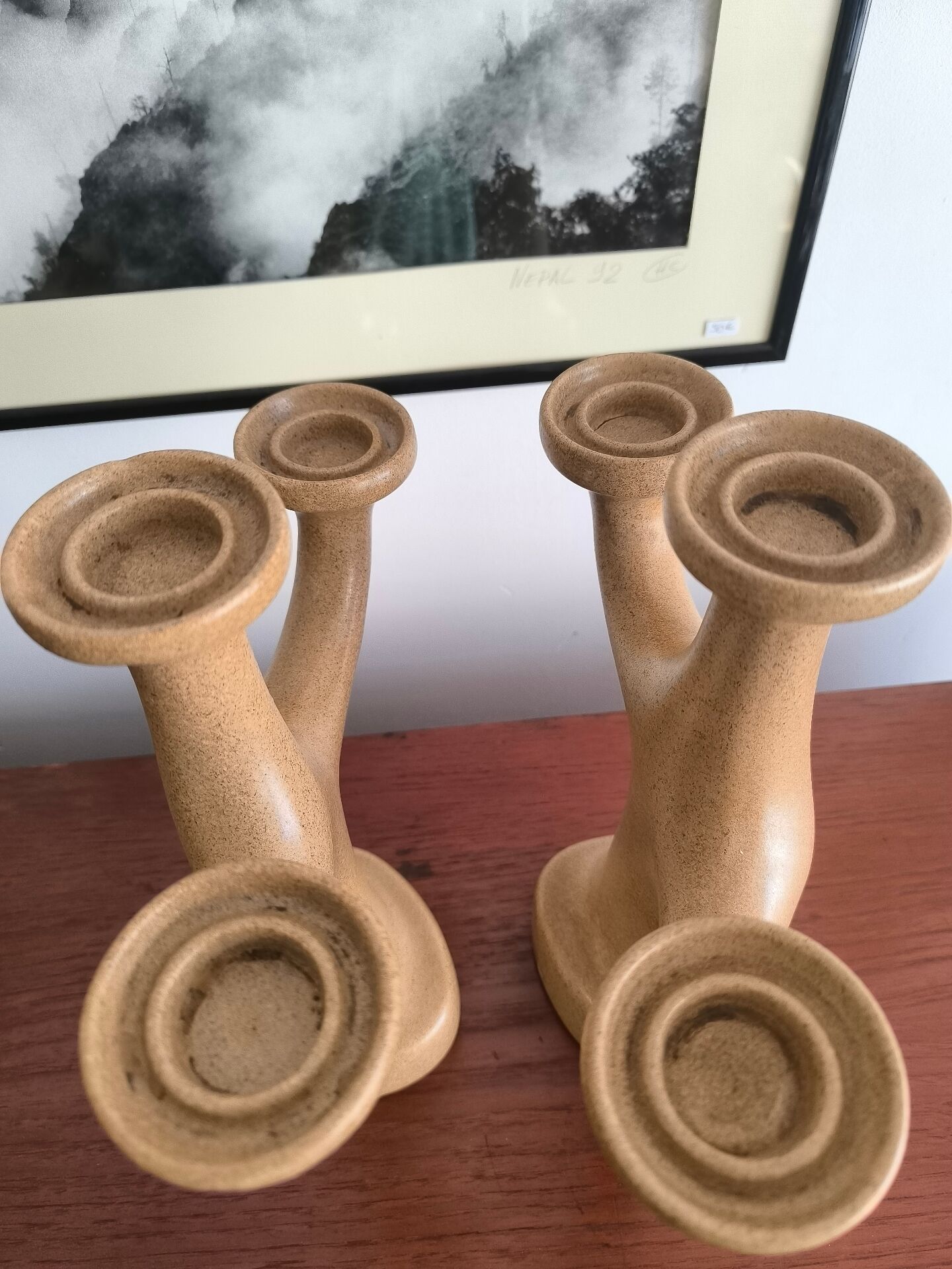 Pair of candlesticks with an organic design circa 1970