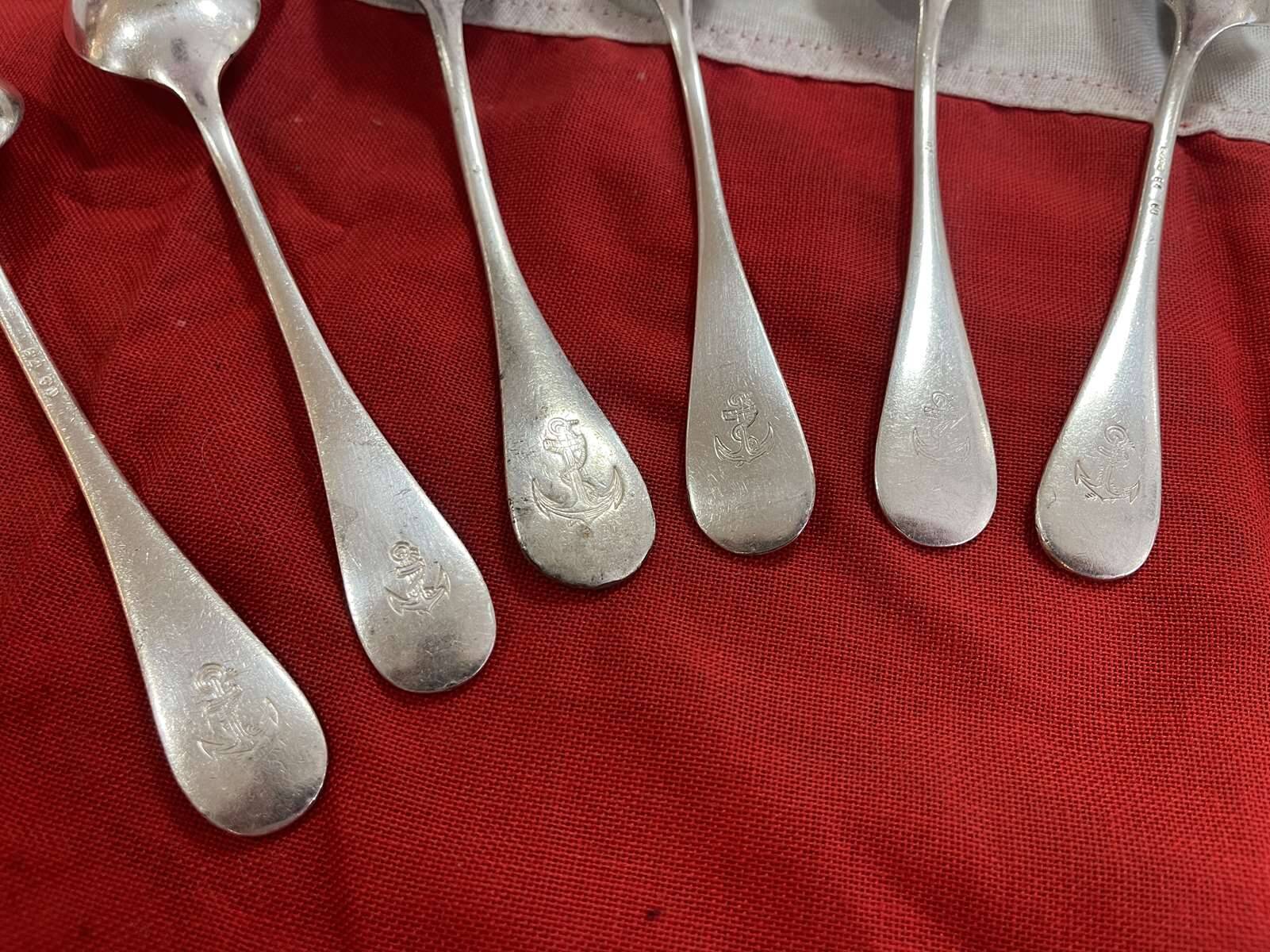Set of 6 silver-plated French Navy dessert spoons