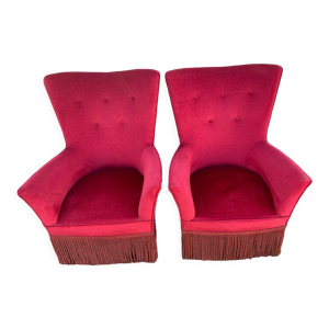 Paire de fauteuils vintage en velours