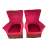 Paire de fauteuils vintage en velours rouge