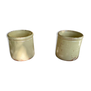 2 pots  en terre vernissée