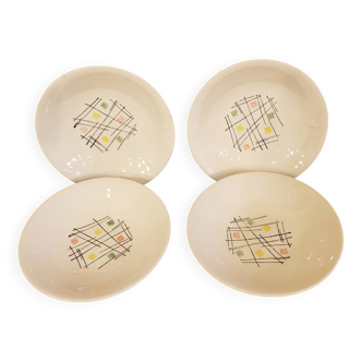 4 GIEN Arlequin soup plates