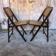 Pair of wood folding chair and vintage cannage #a084