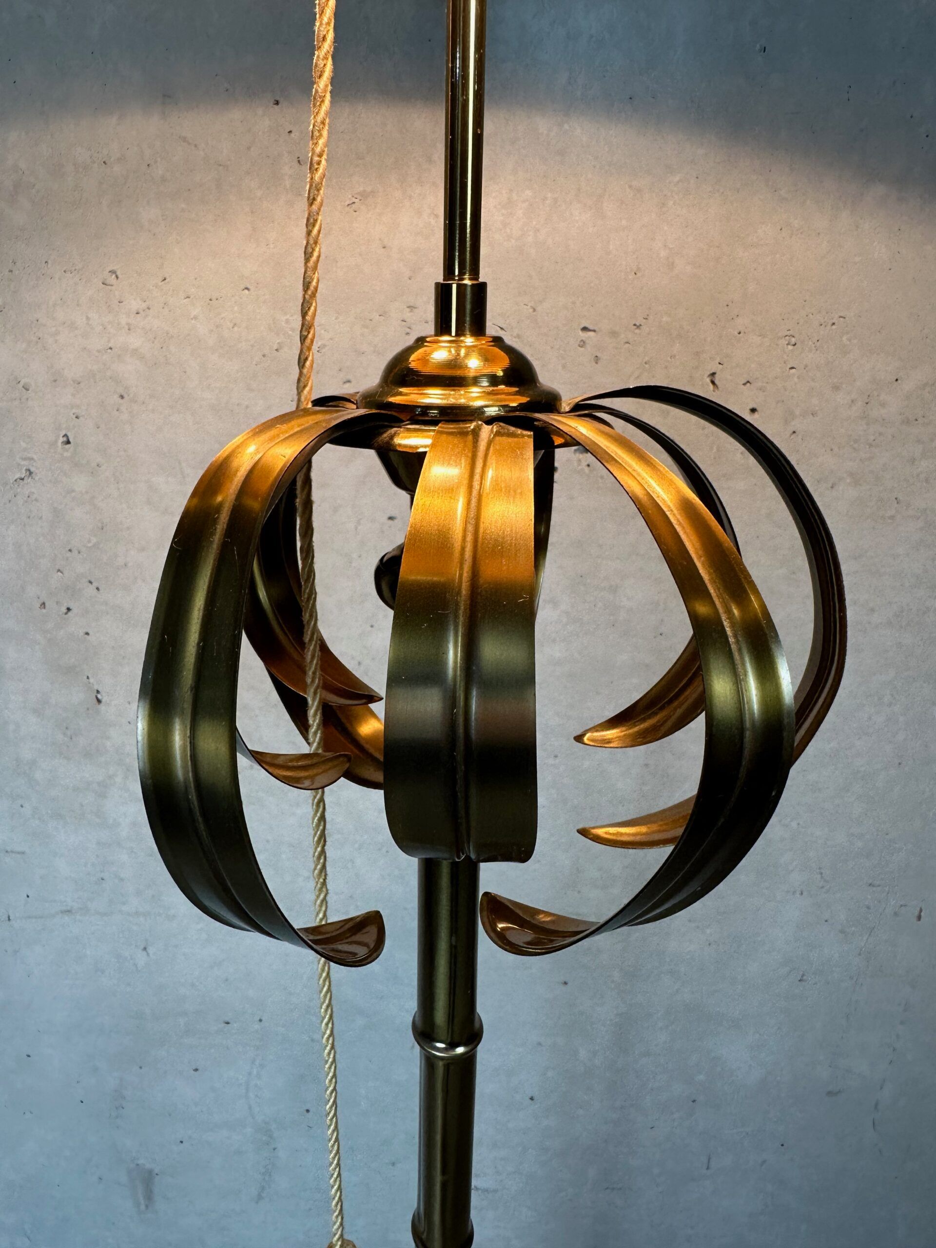 Vintage brass faux bamboo floor lamp