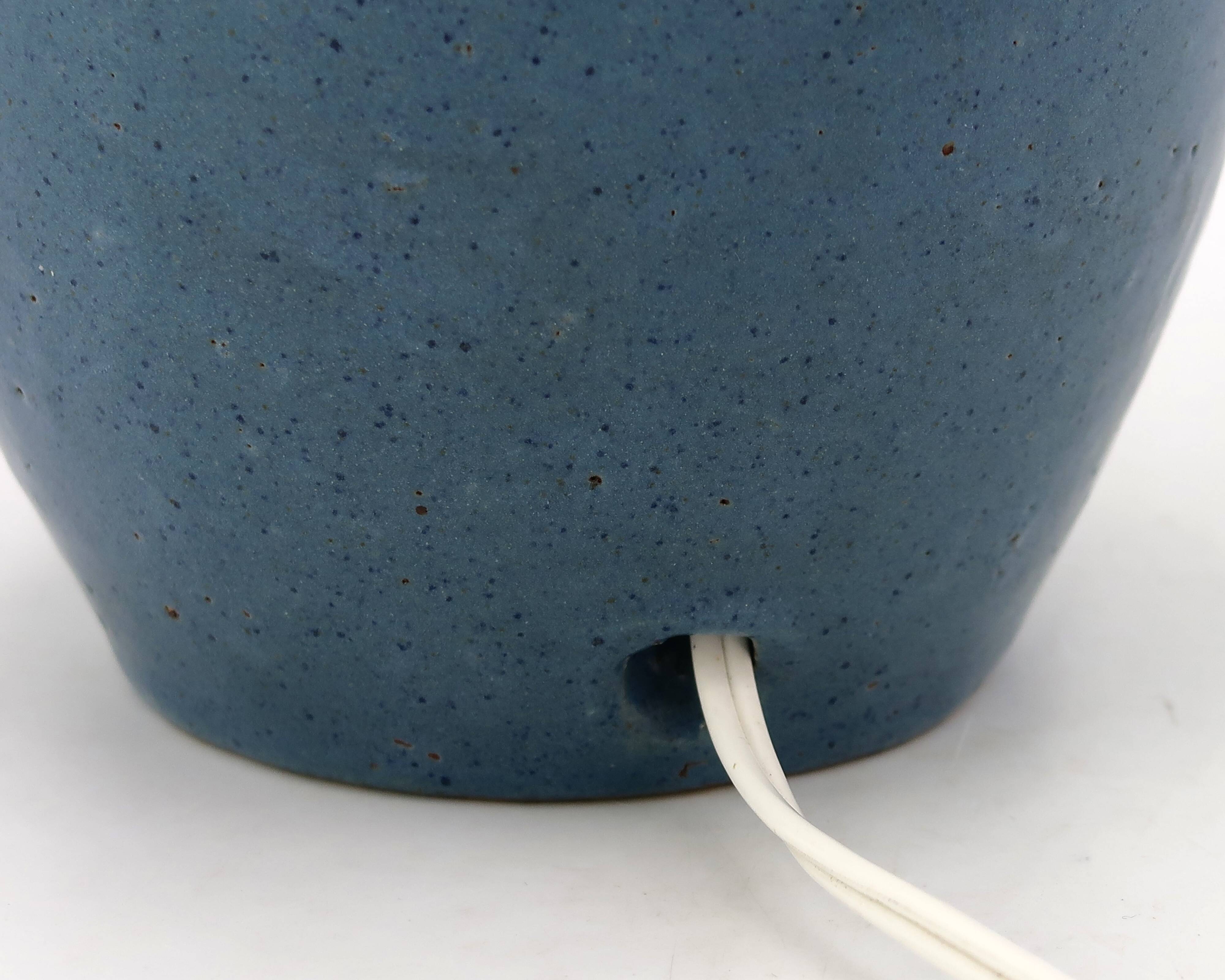 Potter's lamp in blue glazed ceramic, 1970s