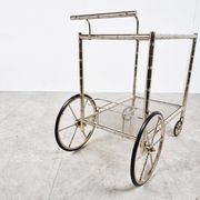 Chromed faux bamboo bar cart, Orsenigo Italy, 1970s