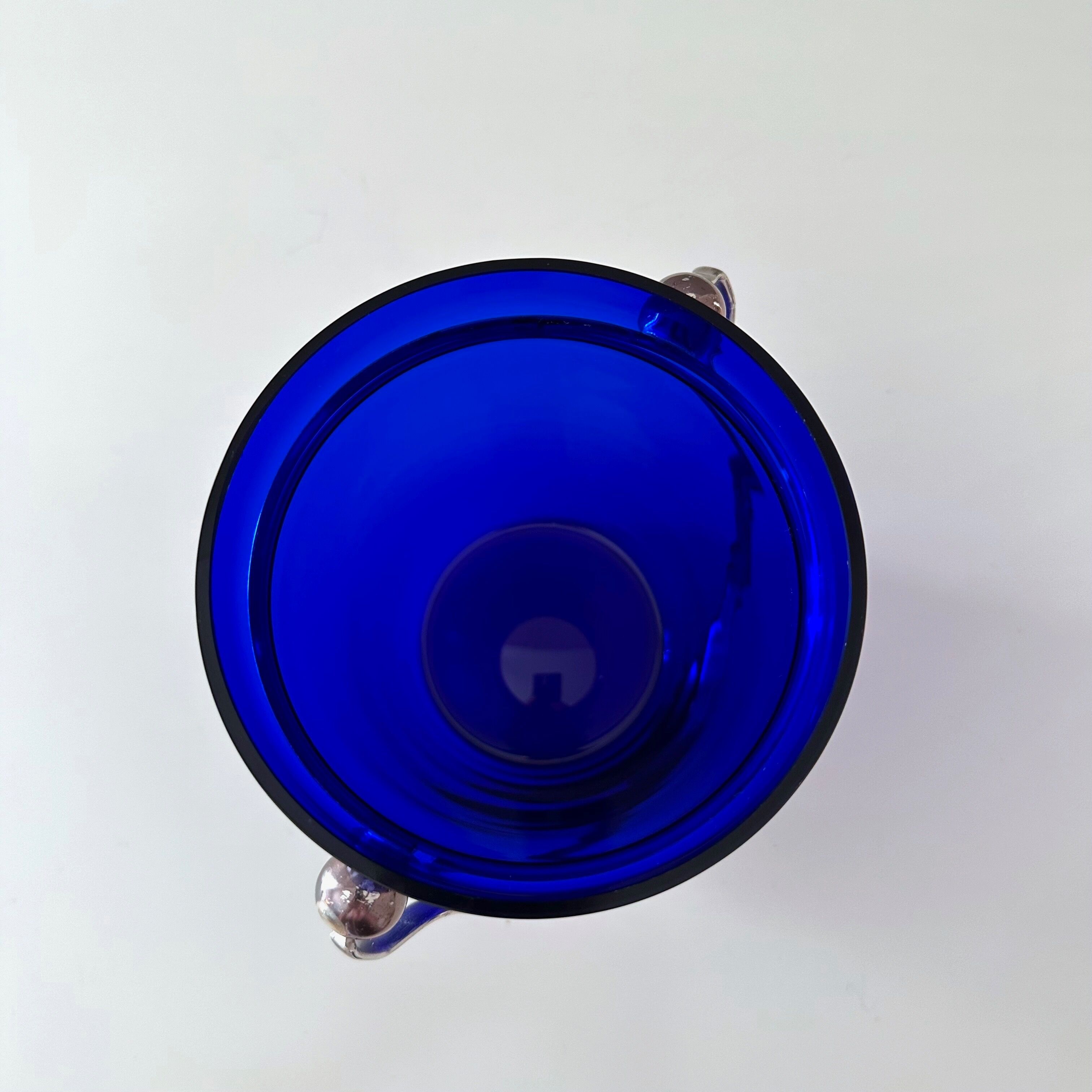 Ice bucket blue, ice cooler silver plated, mid century bareware