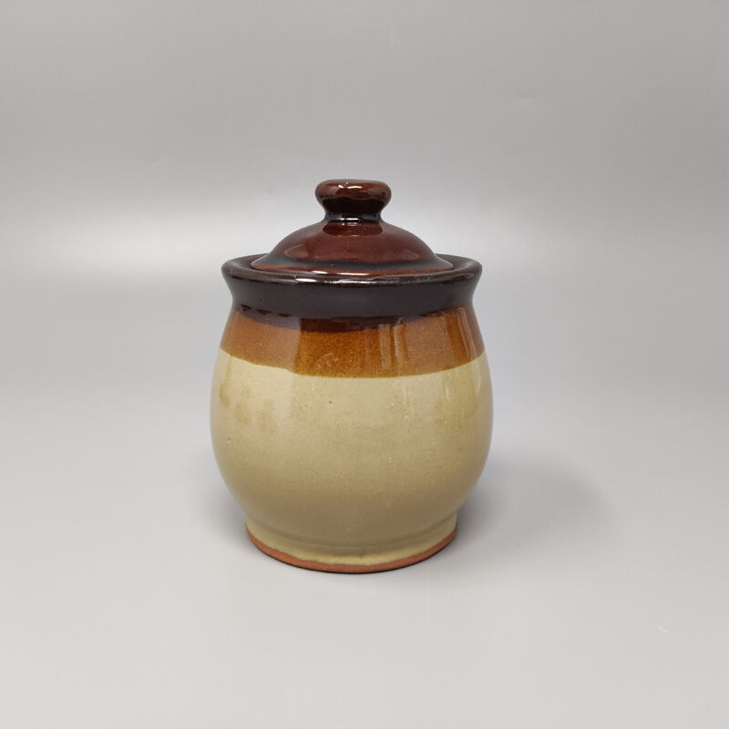 Brown Coffee Set in Faenza Ceramic. Handmade Made in Italy 1970