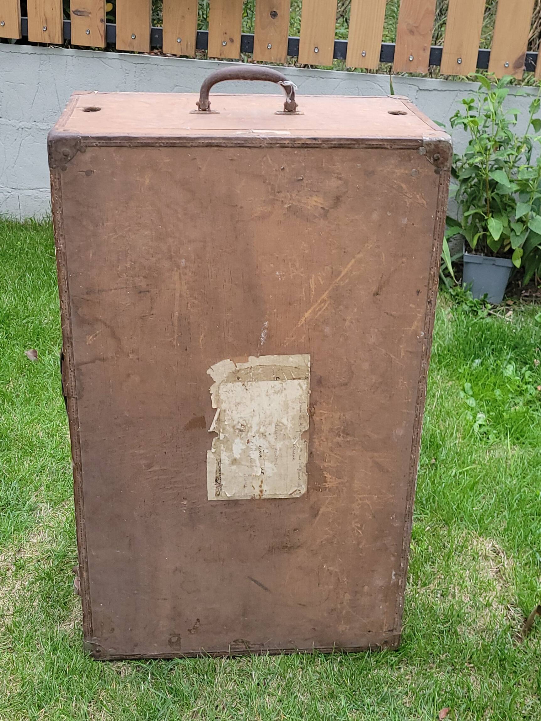 Large suitcase / wooden trunk - old