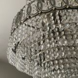 Lustre cascade de pampilles en cristal et bronze argenté