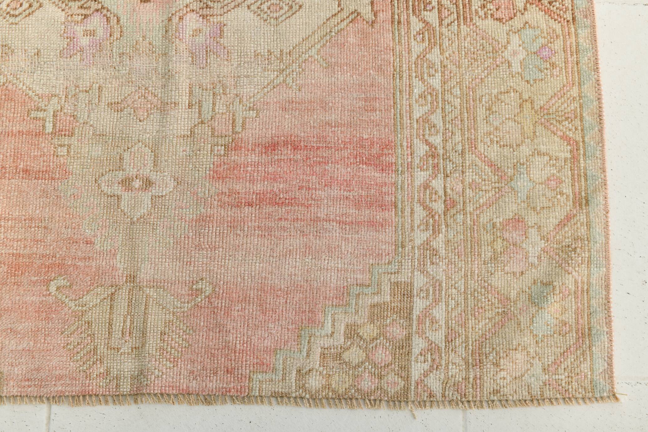 3x6 Turkish Pale Red & Brown Oriental Vintage Rug, 95x196Cm