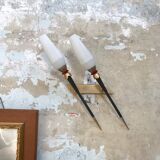 Pair of vintage metal and brass sconces