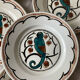 Dessert plates and serving dish, K&G Luneville, parakeet model.