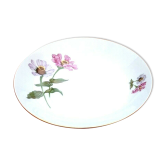 Plat de service rond et creux porcelaine fine de Bohème Carlsbad  Décor floral