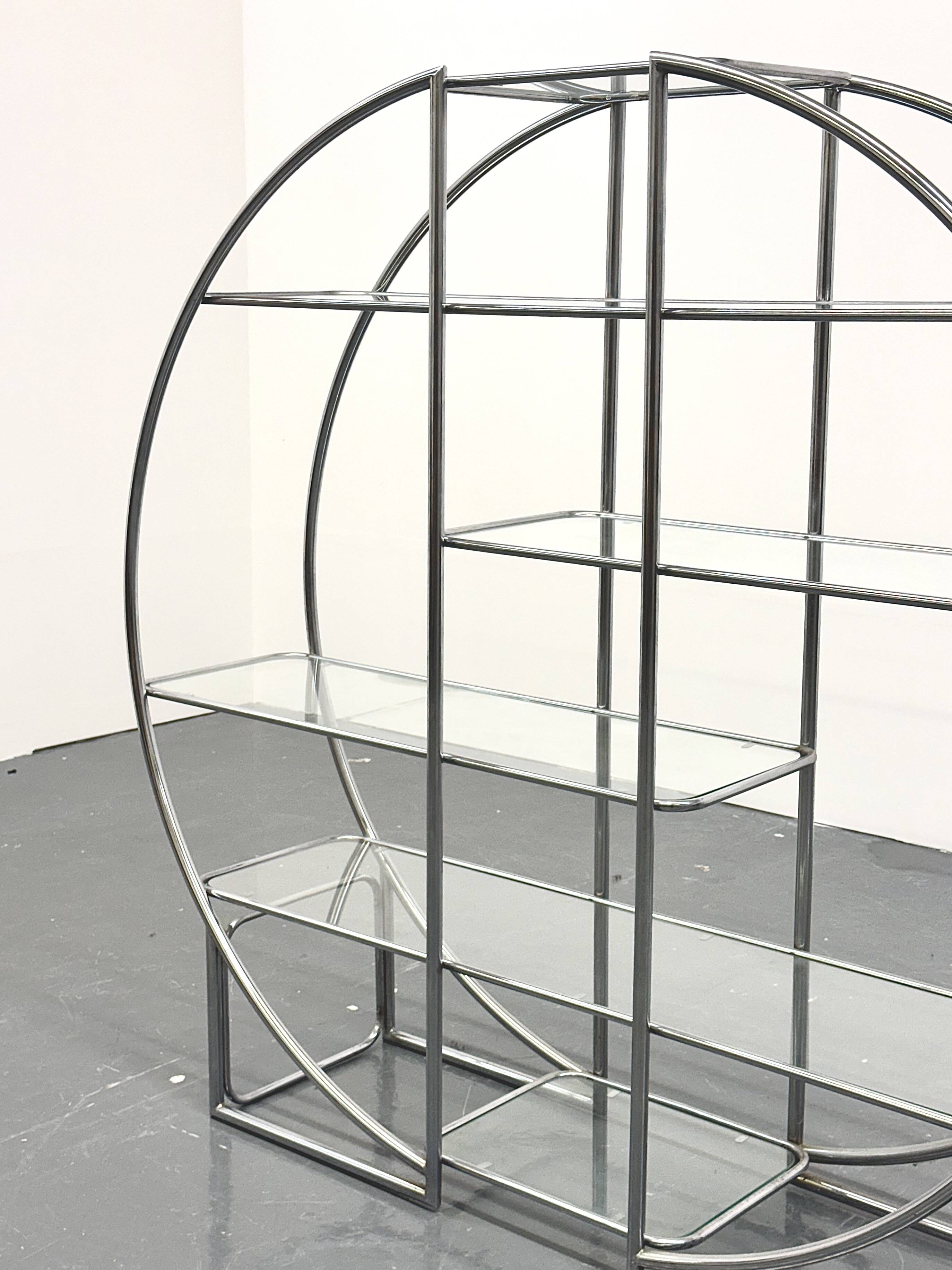 Bauhaus ronde en tubulaire chromé et verre