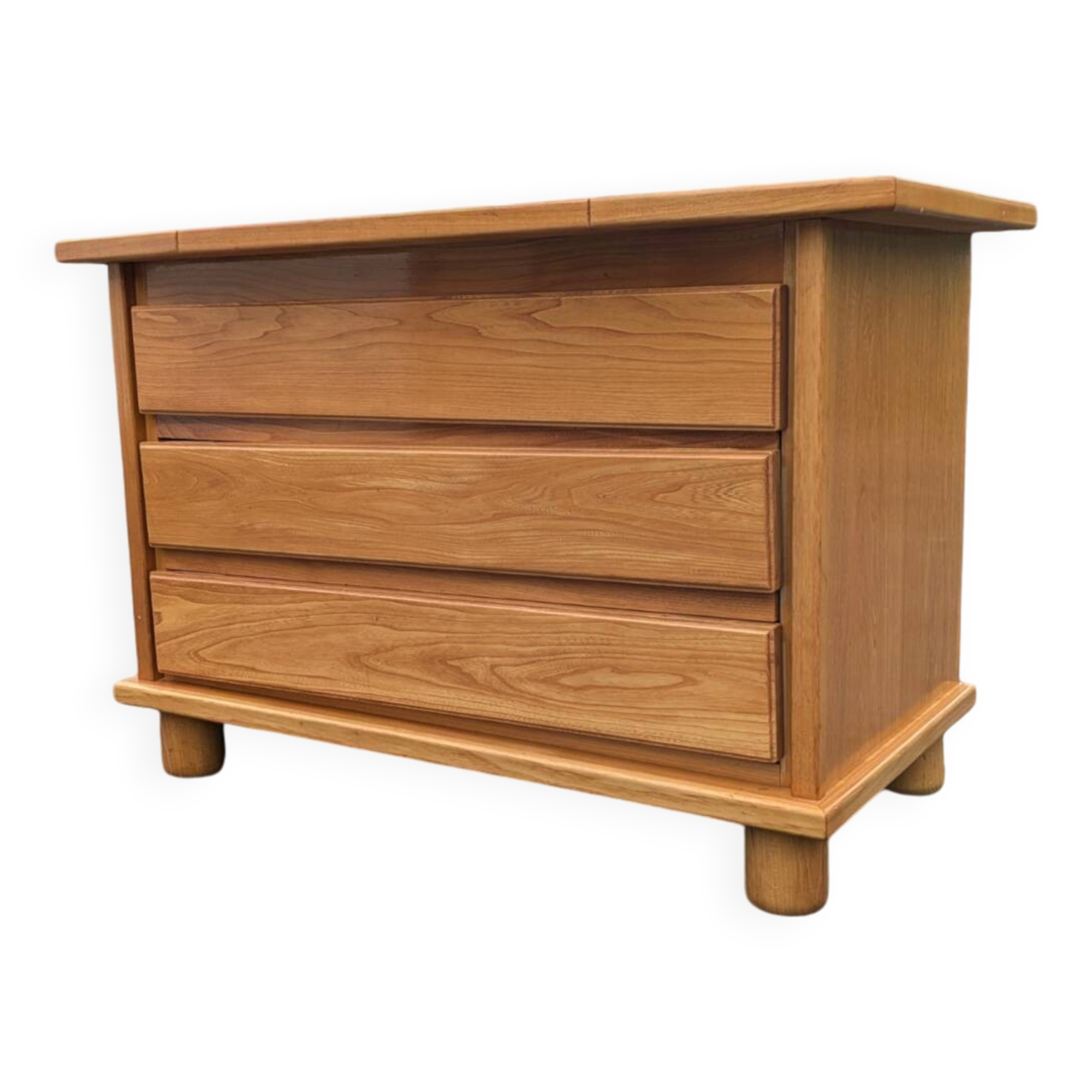 Brutalist chest of drawers in vintage elm 1980