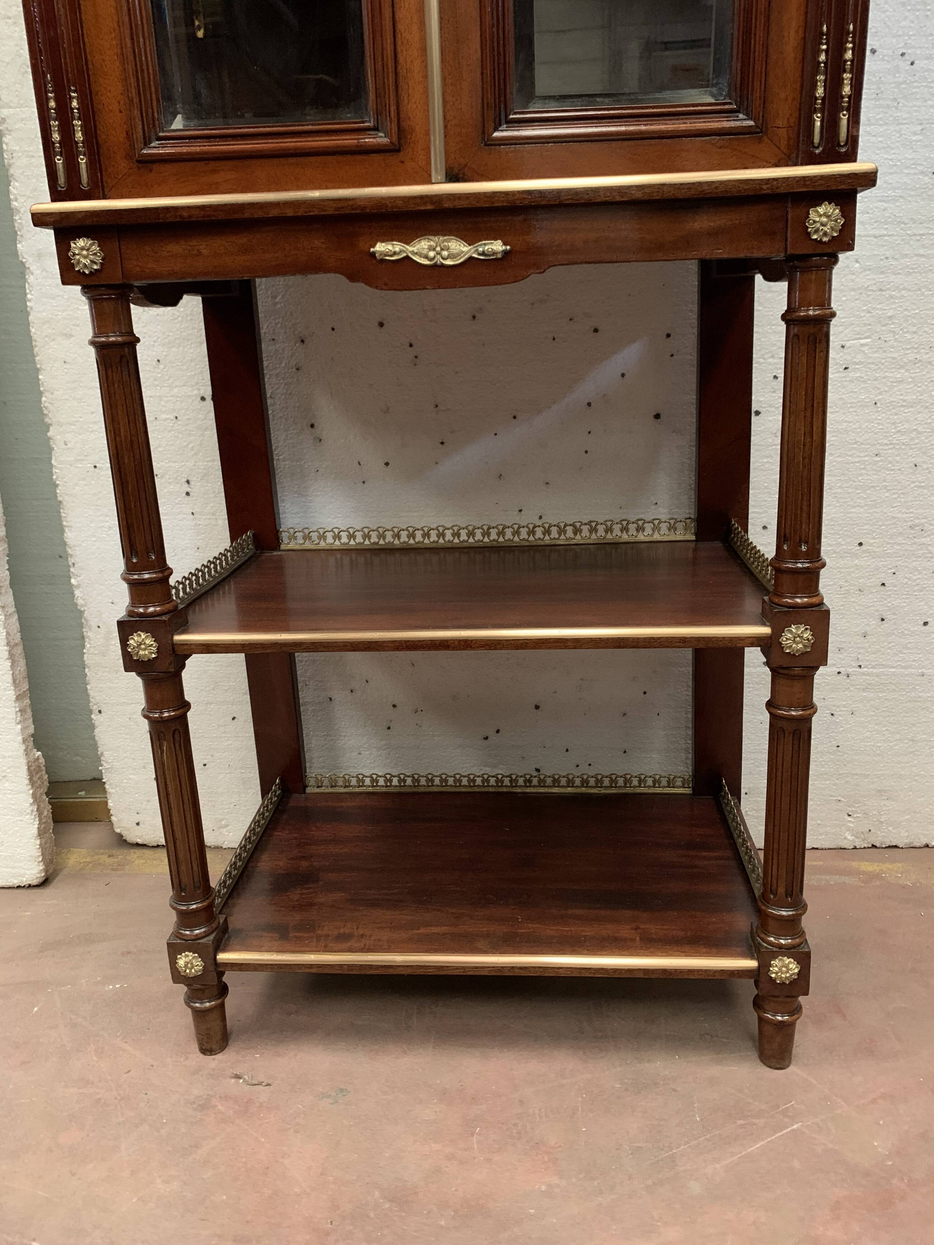 Napoleon III louis XVI style mahogany window and nineteenth century bronze gallery