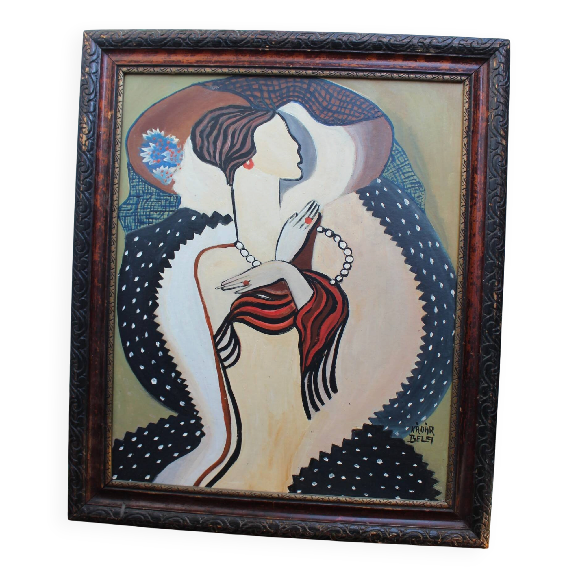Mid-century modern expressionist oil painting nude from the 1960s.